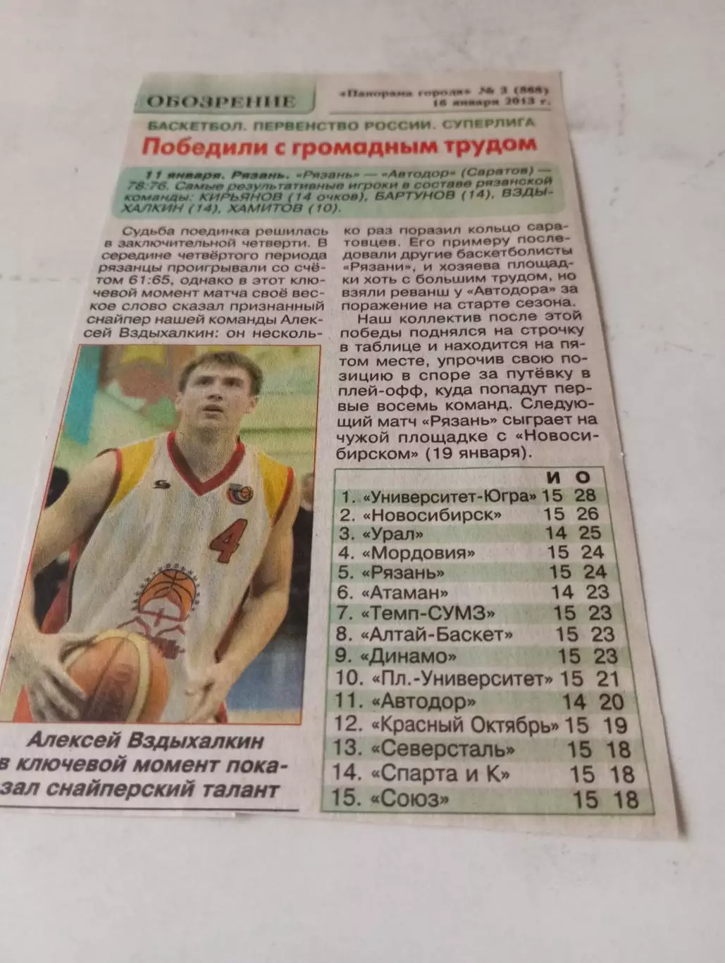 БК .Рязань.- Автодор(Саратов). 11.01.2013.Счёт (78-76)