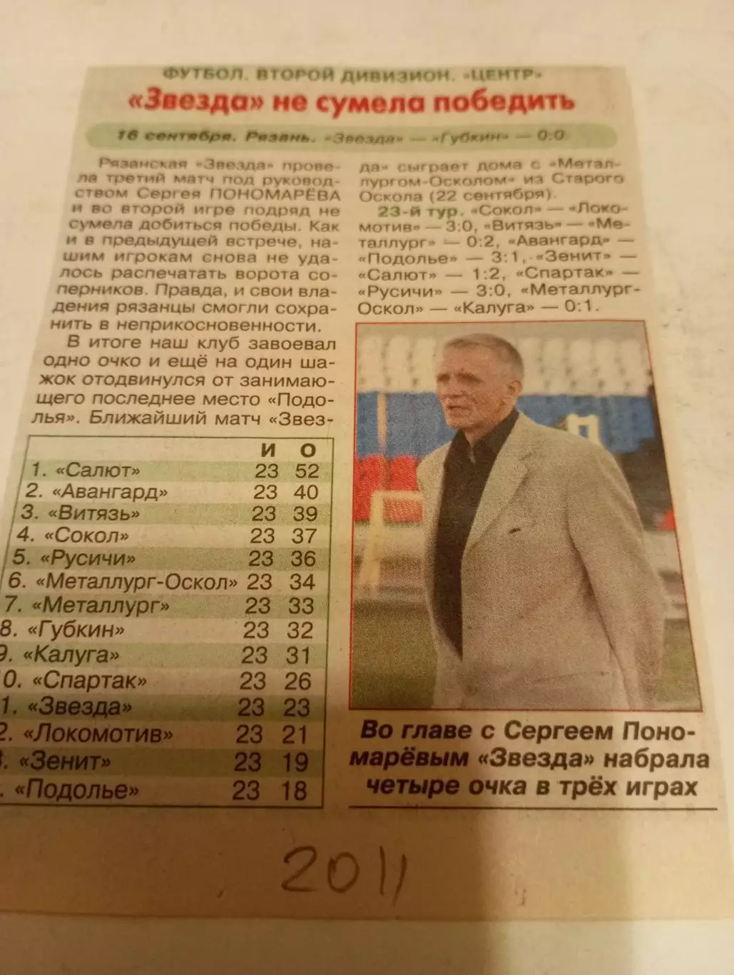 Звезда (Рязань) - ФК. Губкин.16.09.2011.Счёт (0-0)