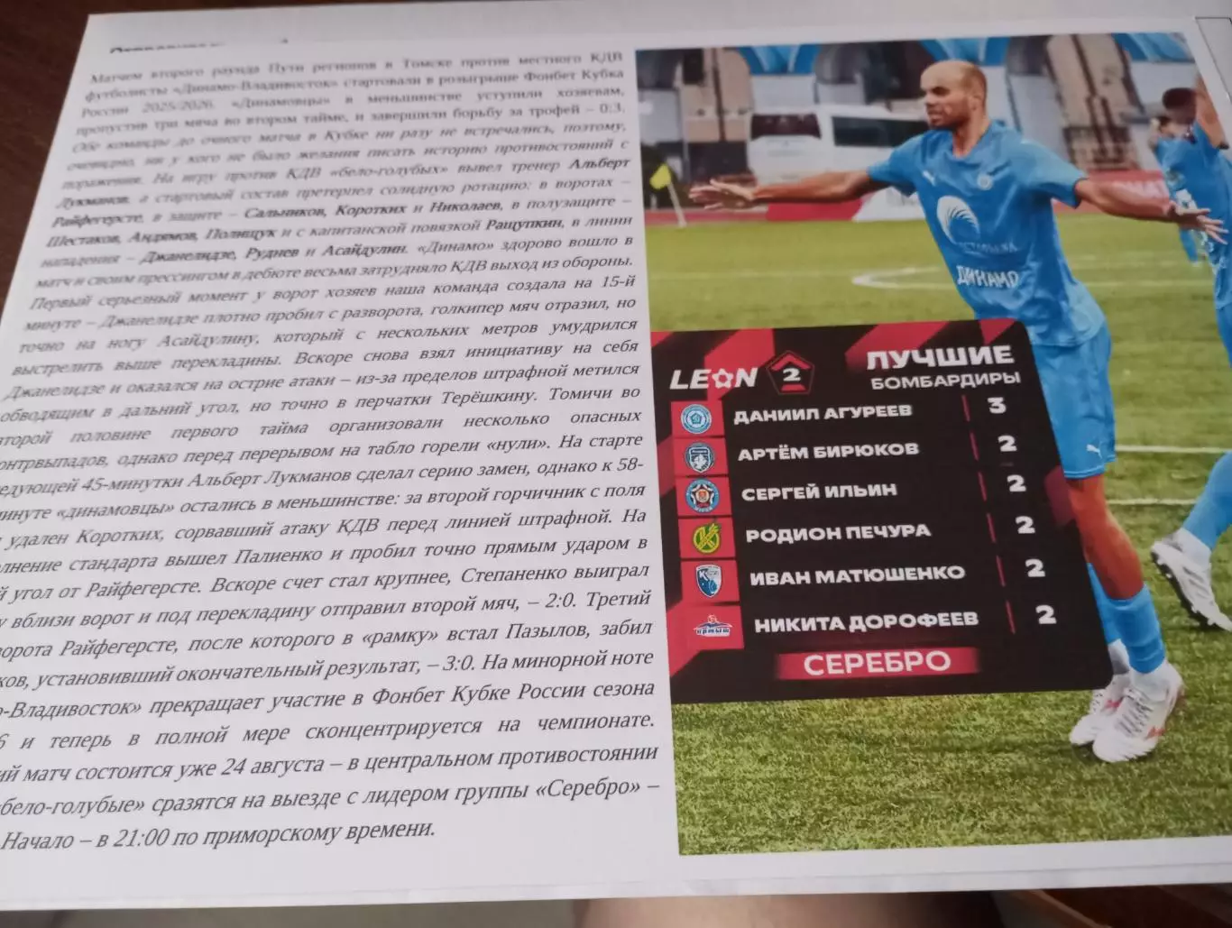 КДВ(Томск). - Динамо (Владивосток ) . 20.08.2025. Кубок России 1
