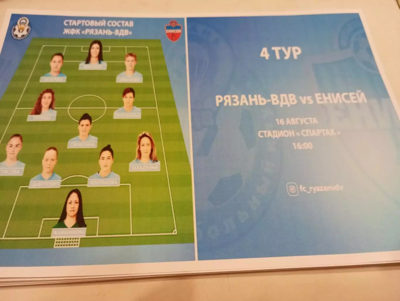 ЖФК. Рязань ВДВ - ЖФК. Енисей (Красноярск).16.08.2020.