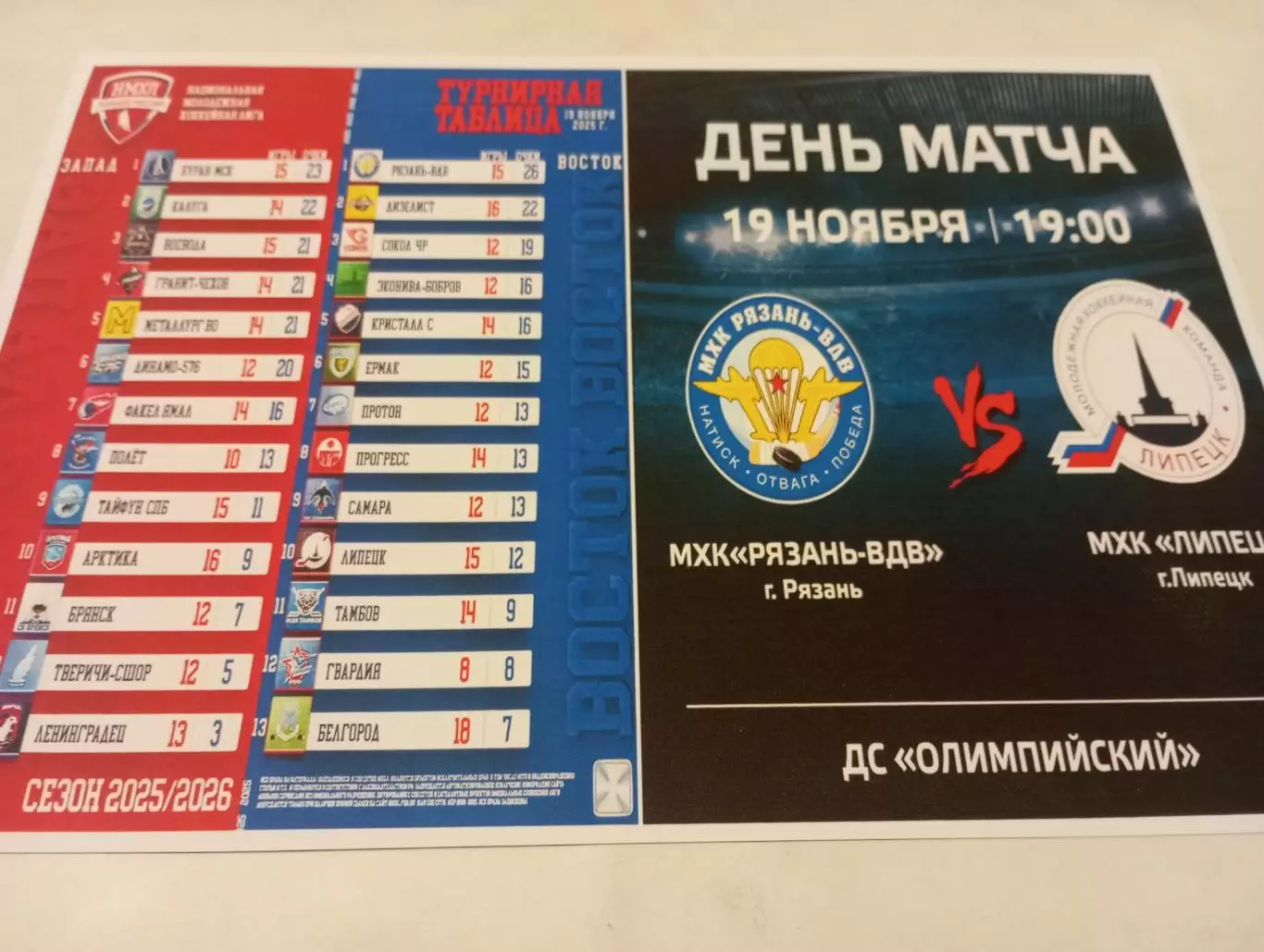 .МХК. Рязань ВДВ - МХК. Липецк...19.11.2025.