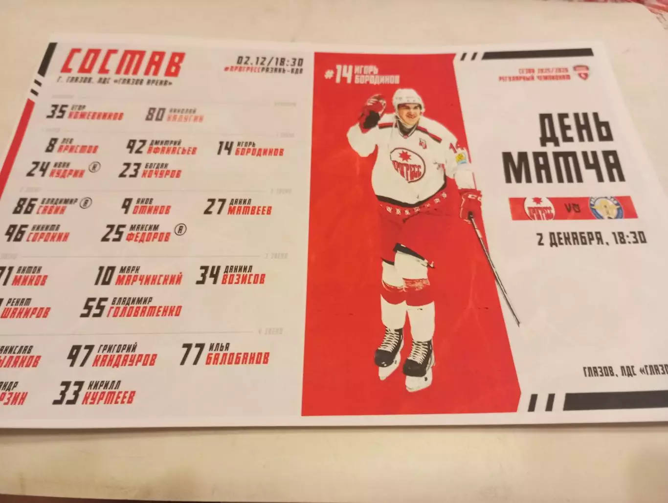 МХК.. Прогресс (Глазов) - МХК. Рязань ВДВ. .2.12.2025..