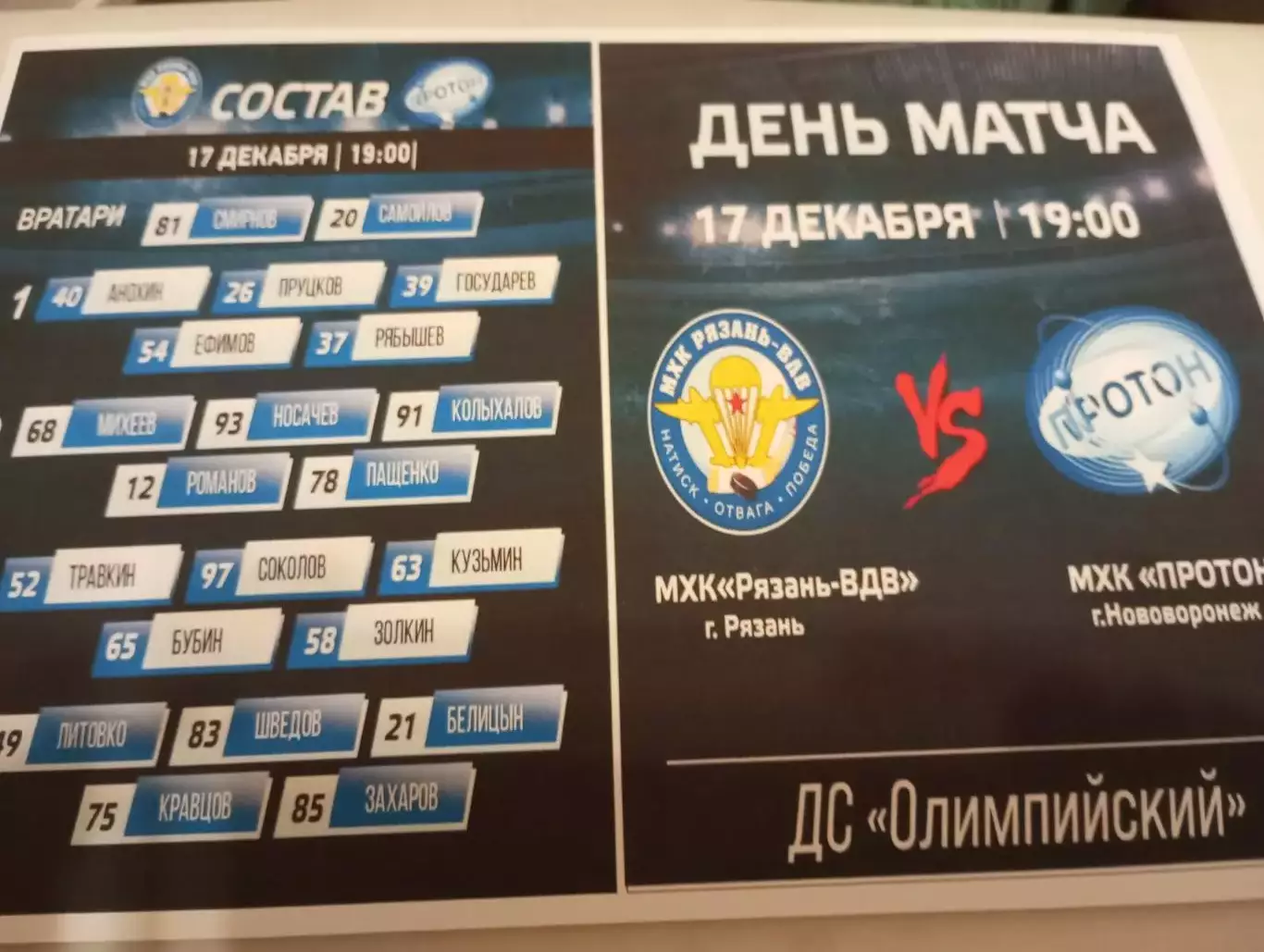 МХК.. Рязань ВДВ. -МХК .Протон(Нововоронеж)...17.12.2025. .
