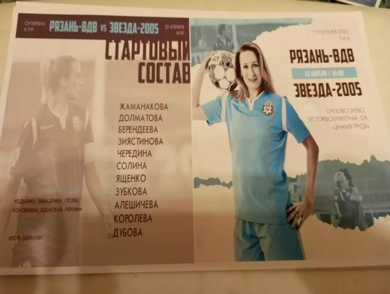 ЖФК. Рязань - ВДВ. - ЖФК. Звезда -2005(Пермь)..22.04.2023.