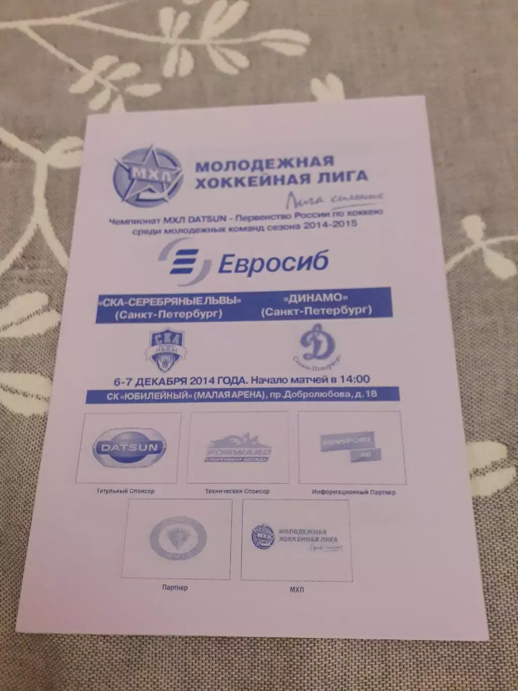 СКА- Серебряные львы Санкт-Петербург - Динамо СПб - 6-7.12.2014.