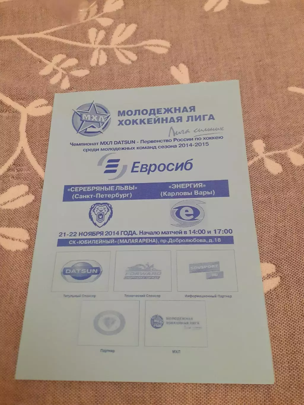 СКА- Серебряные львы Санкт-Петербург - Энергия - 21-22.11.2014..