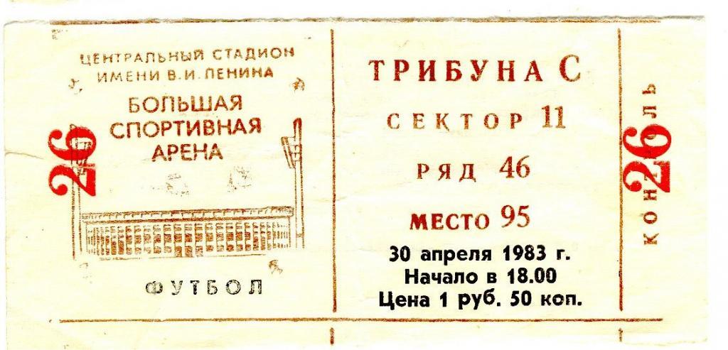 Спартак - Пахтакор 30/04/1983