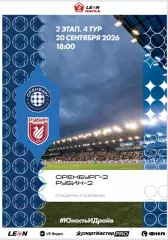 Программа! Оренбург-2 - Рубин-2 Казань, 20.09.2026 2 Лига Б 2 этап 4 тур