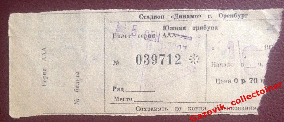 Билет! • «Газовик» (Оренбург) — «Динамо» (Ижевск), 05.09.2000 •