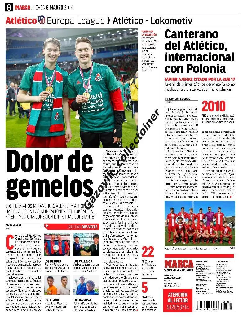 Атлетико Мадрид Испания - Локомотив Москва Россия, 08.03.2018 - MARCA 2