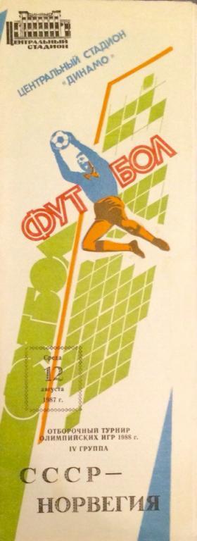 СССР - Норвегия отборочный матч Олимпийских игр 12.08.1987 г.