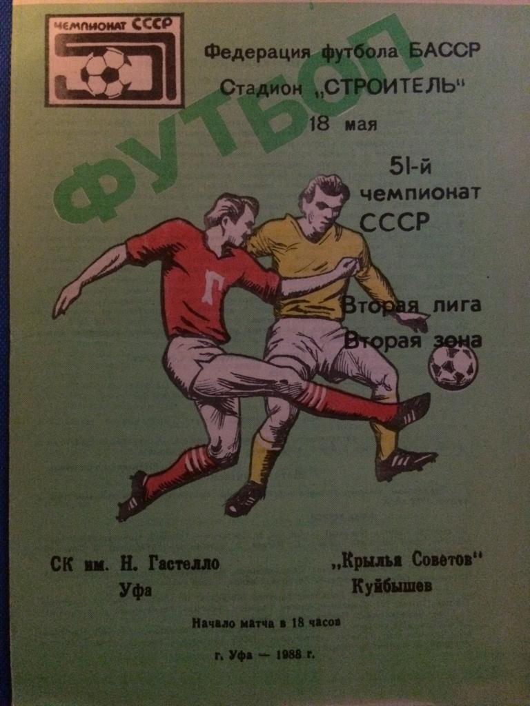 СК им. Н. Гастелло (Уфа) - Кр. Советов (Куйбышев) 18.05.1988 г.