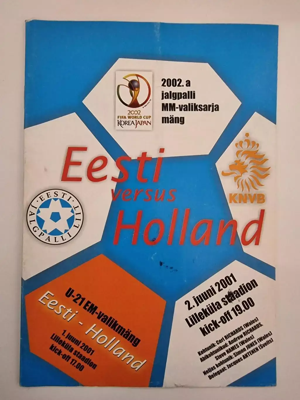 Таллин Lillekеla Stadium Эстония - Голландия/Нидерланды 2001 Отбор.ЧМ