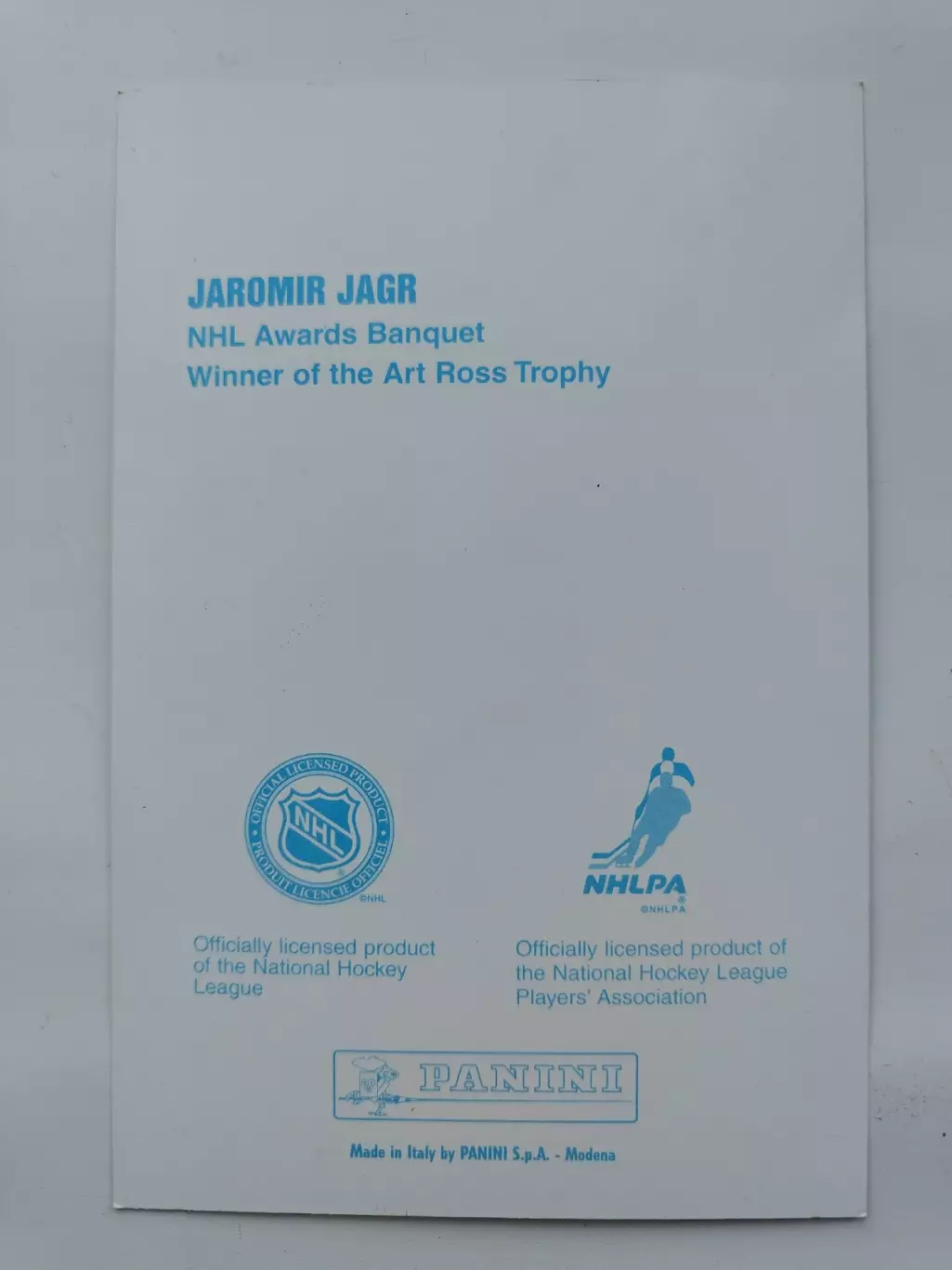 Jaromir Jagr/Яромир Ягр Art Ross Trophy 1998-99 Panini Photocards 1