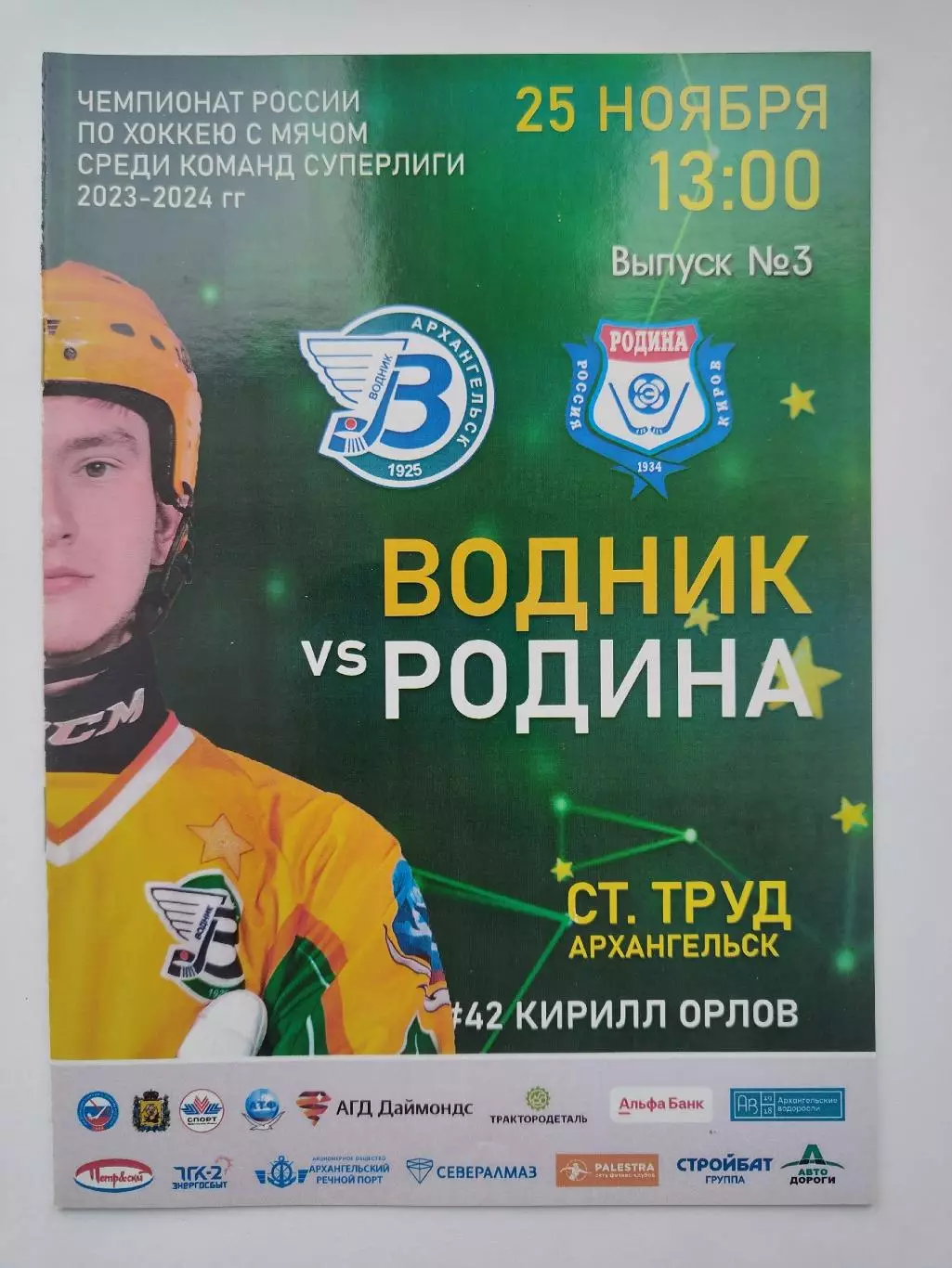 Хоккей с мячом. Водник Архангельск - Родина Киров 25 ноября 2023