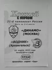 Хоккей с мячом. Динамо Москва - Водник Архангельск 18 марта 2023 за 3 место