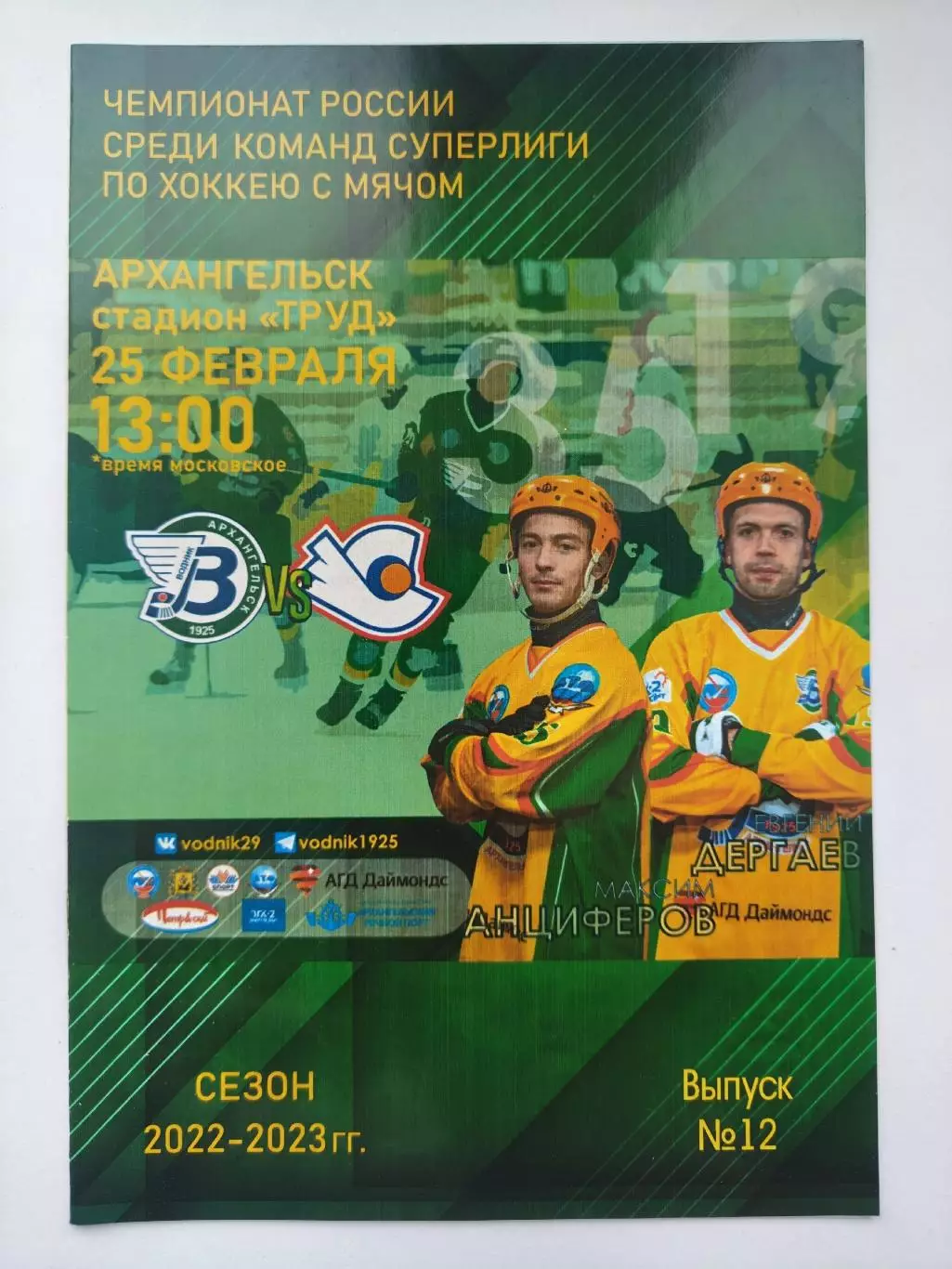 Хоккей с мячом. Водник Архангельск - Старт Нижний Новгород 25 февраля 2023