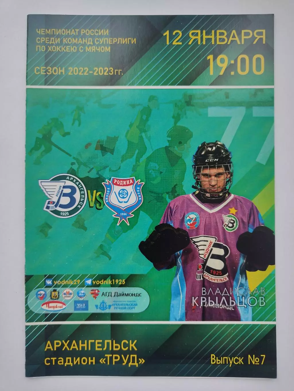 Хоккей с мячом. Водник Архангельск - Родина Киров 12 января 2023