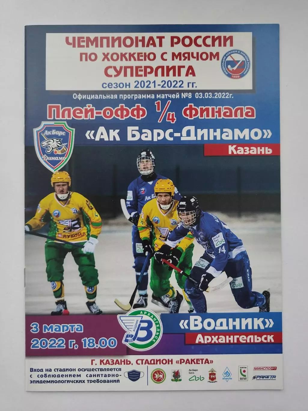 Хоккей с мячом Динамо-АК Барс Казань - Водник Архангельск 3 марта 2022 плей-офф