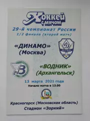 Хоккей с мячом. Динамо Москва - Водник Архангельск 13 марта 2021 плей-офф (цвет)