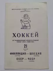 Москва Приз Известий СССР - ЧССР/Чехословакия Швеция - Финляндия 21 декабря 1981