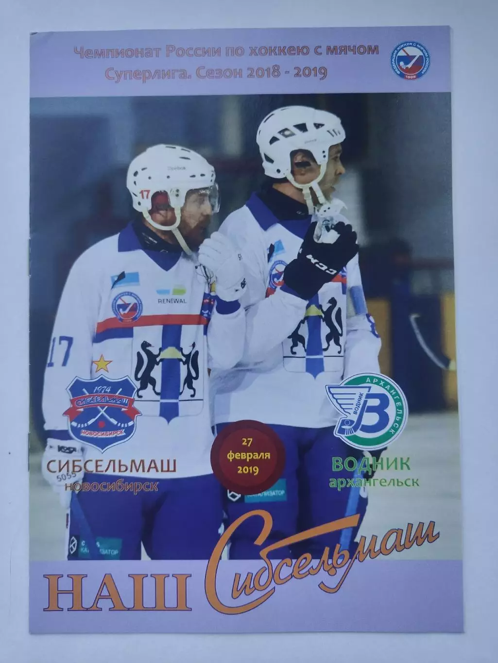 Хоккей с мячом. Сибсельмаш Новосибирск - Водник Архангельск 27 февраля 2019