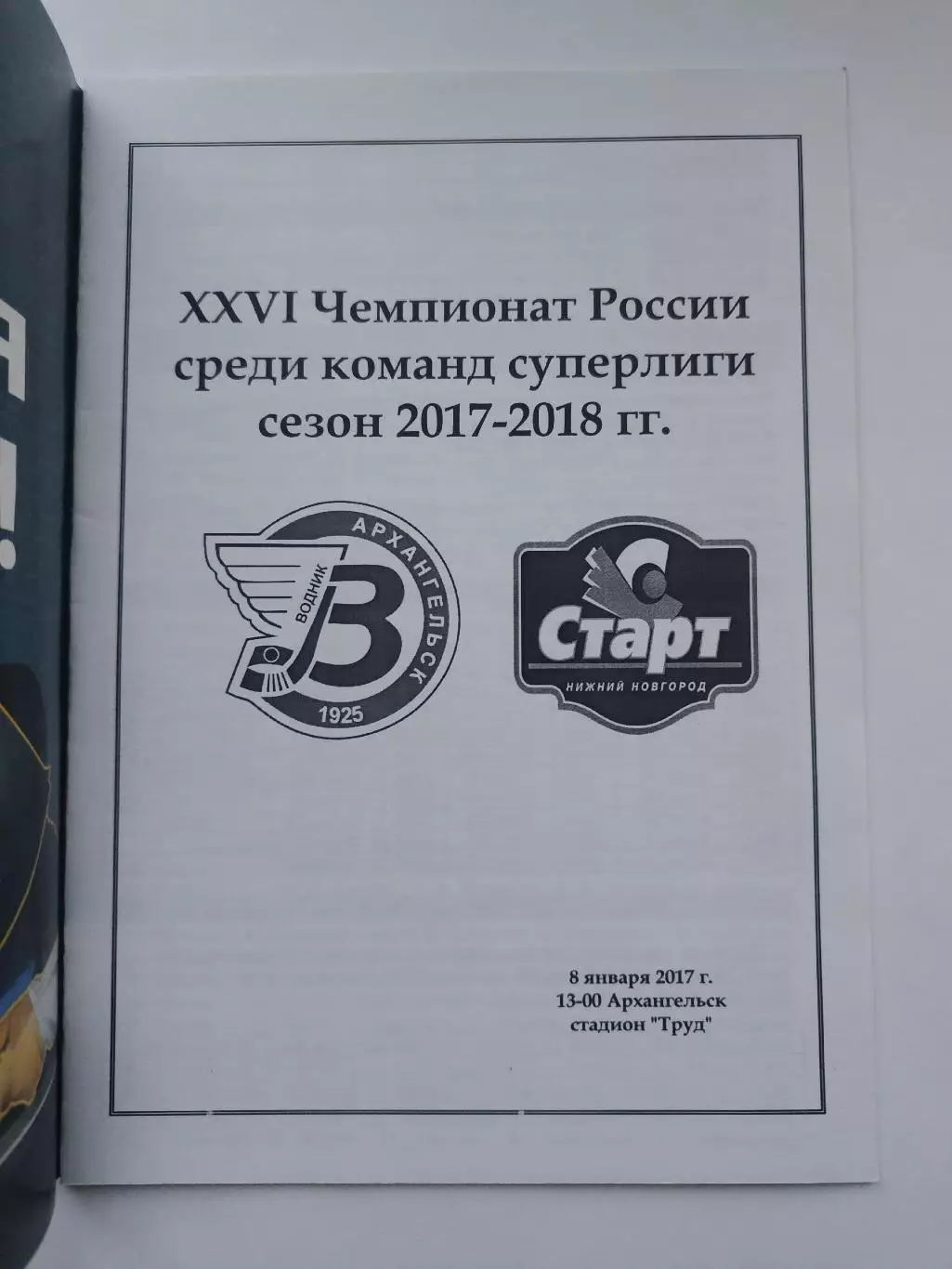 Хоккей с мячом. Водник Архангельск - Старт Нижний Новгород 8 января 2018 VIP 1