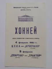 ЦСКА - Кристалл Саратов Спартак Москва - Трактор Челябинск 4/5 февраля 1982