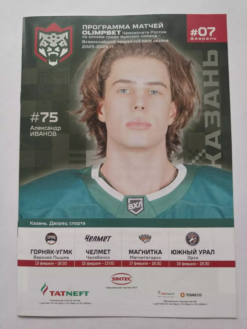 Барс Казань - Горняк В.Пышма Челмет Челябинск Магнитка Южный Урал Орск февр 2026