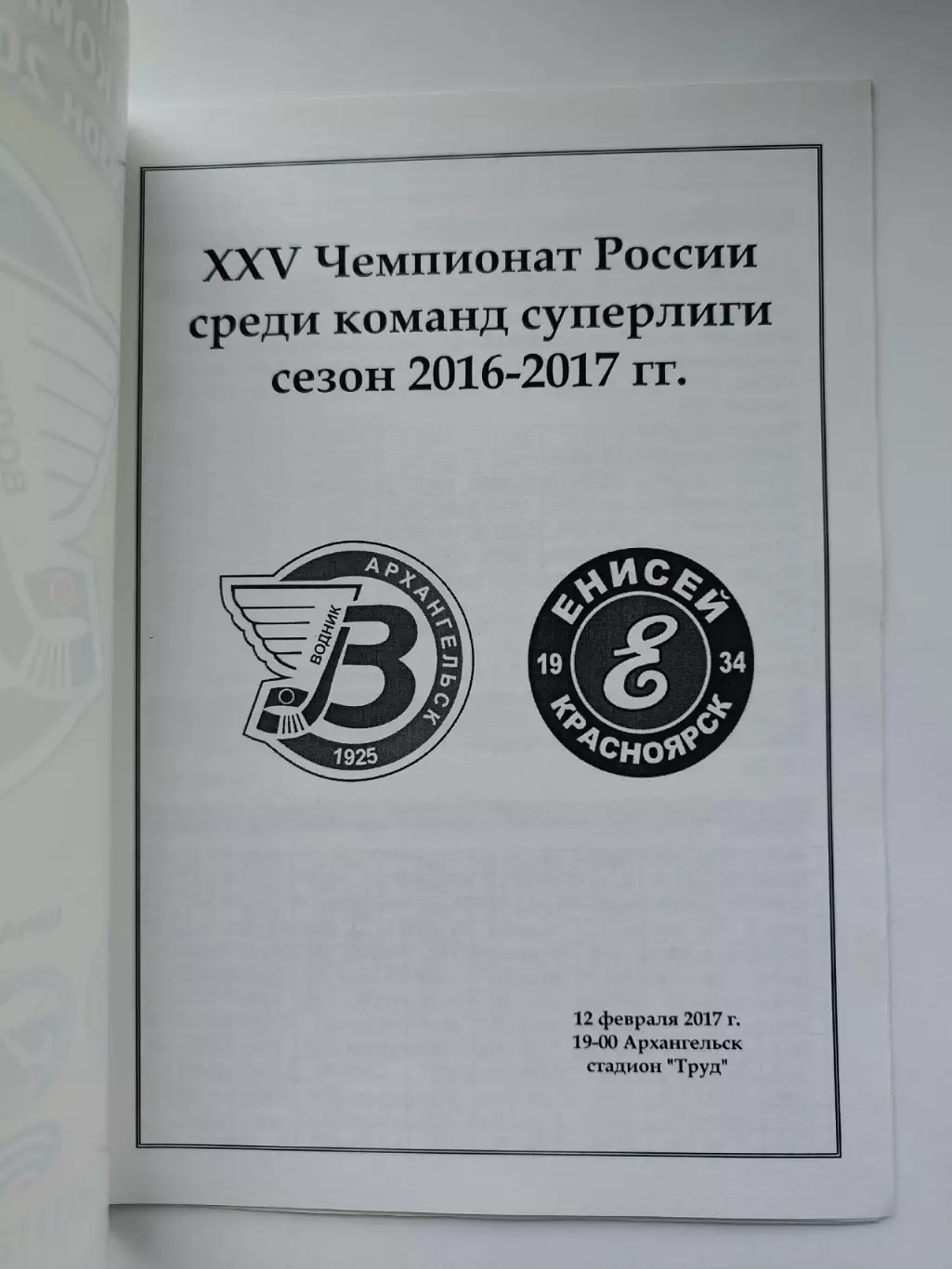 Хоккей с мячом. Водник Архангельск - Енисей Красноярск 12 февраля 2017 VIP 1