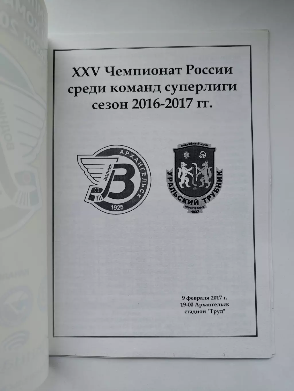 Хоккей с мячом Водник Архангельск Уральский Трубник Первоурал 9 февраля 2017 VIP 1
