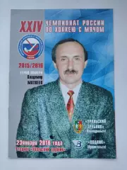 Хоккей с мячом Уральский Трубник Первоуральск Водник Архангельск 23 января 2016