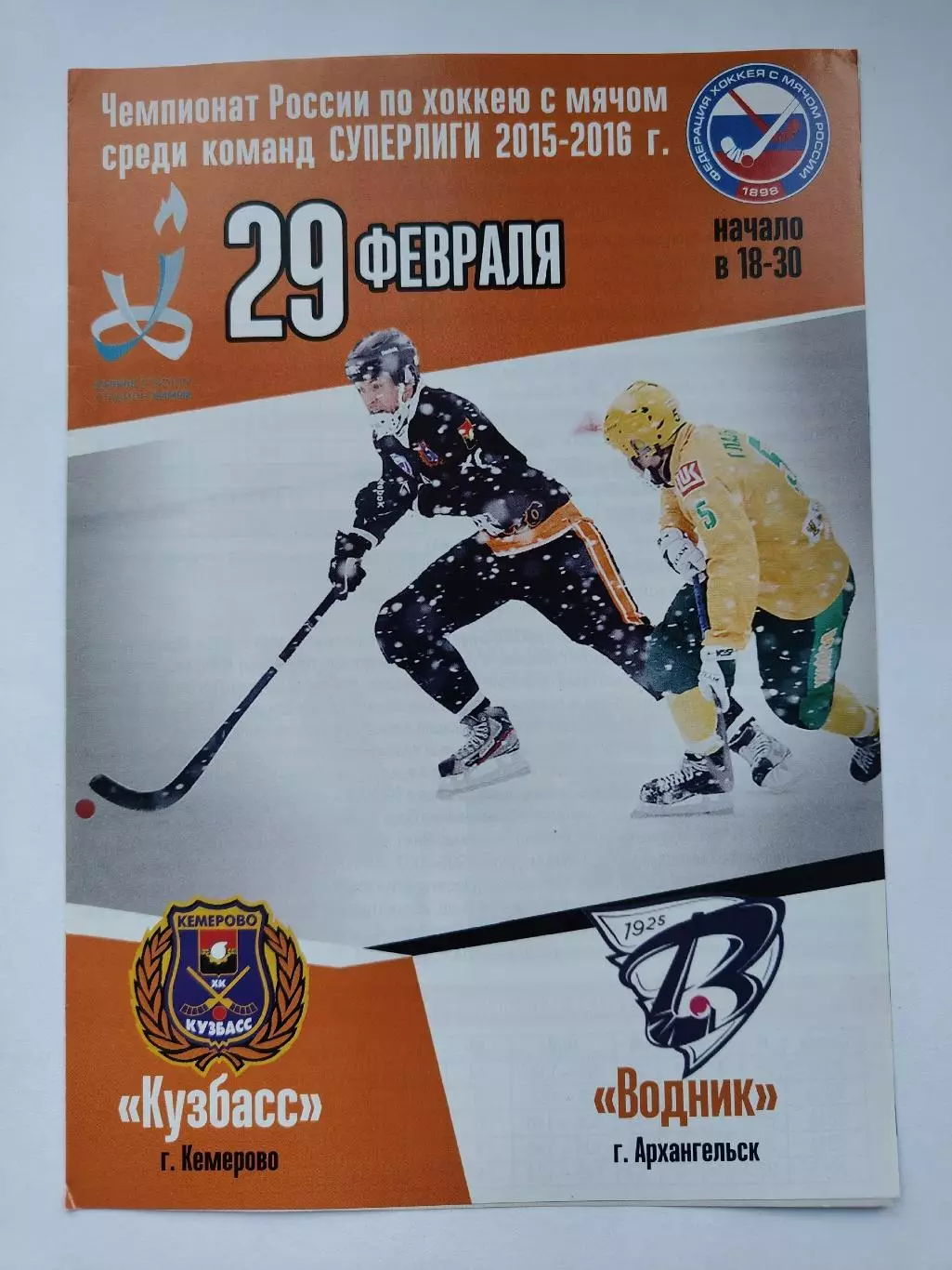 Хоккей с мячом. Кузбасс Кемерово - Водник Архангельск 29 февраля 2016