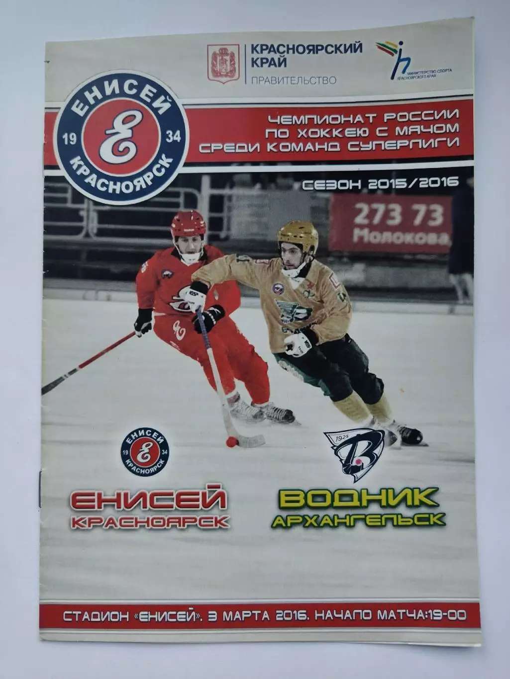 Хоккей с мячом. Енисей Красноярск - Водник Архангельск 3 марта 2016