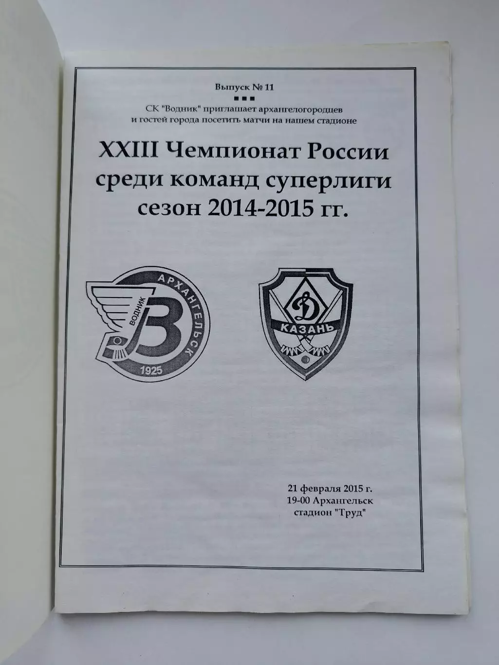 Хоккей с мячом. Водник Архангельск - Динамо Казань 21 февраля 2015 1