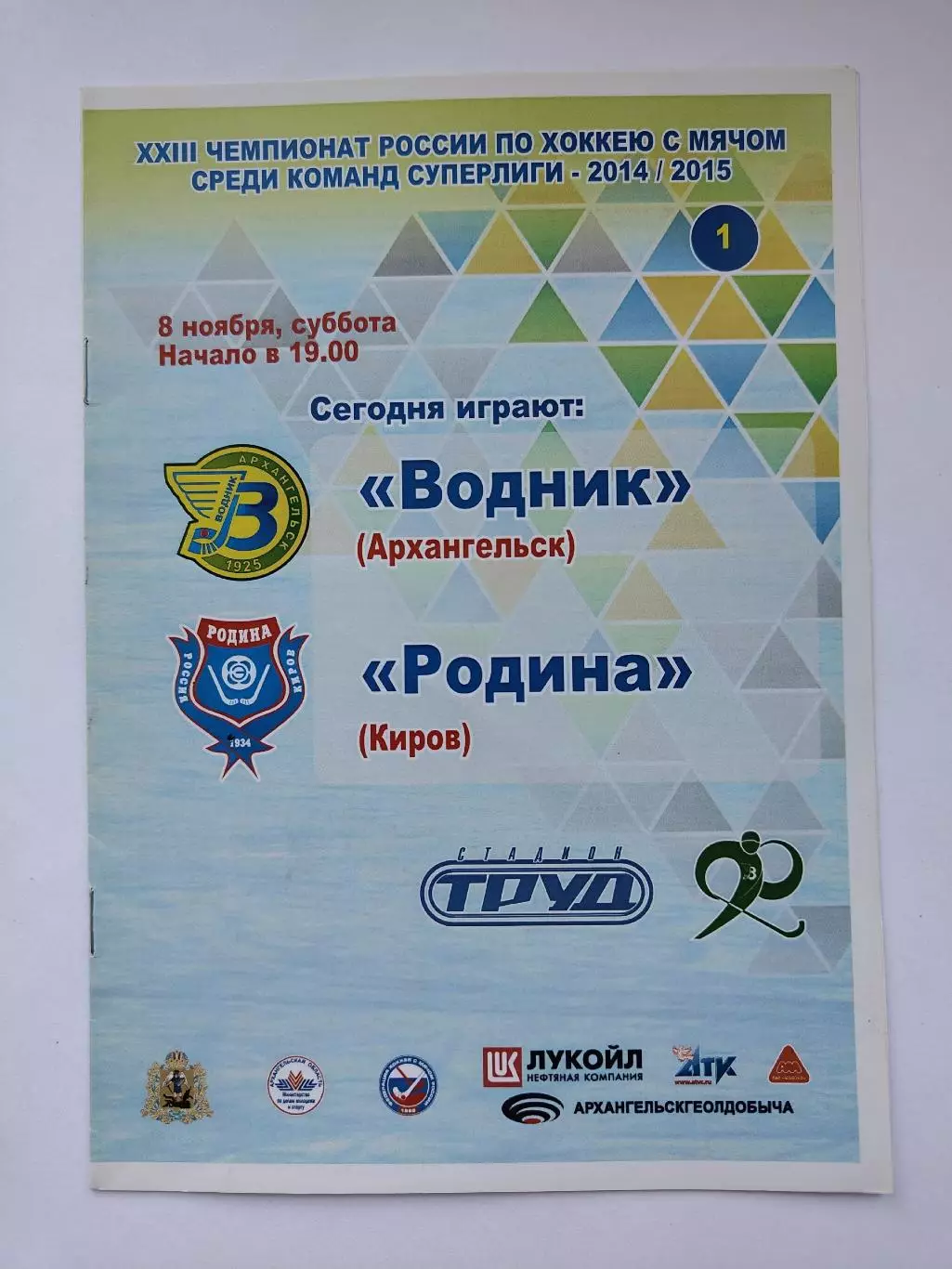 Хоккей с мячом. Водник Архангельск - Родина Киров 8 ноября 2014