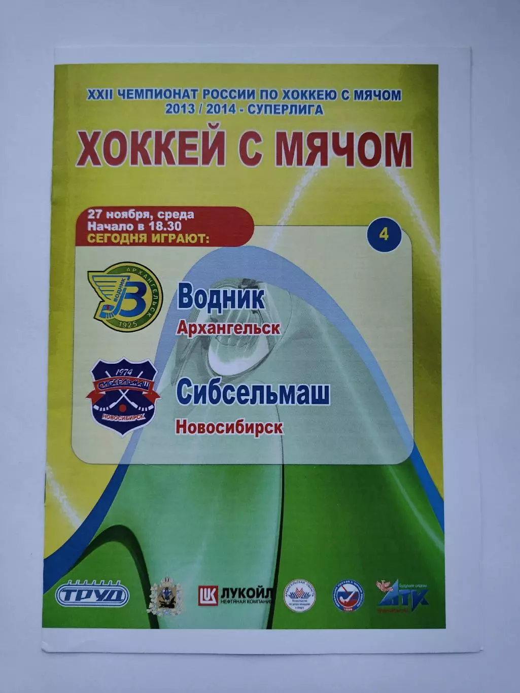 Хоккей с мячом. Водник Архангельск - Сибсельмаш Новосибирск 27 ноября 2013