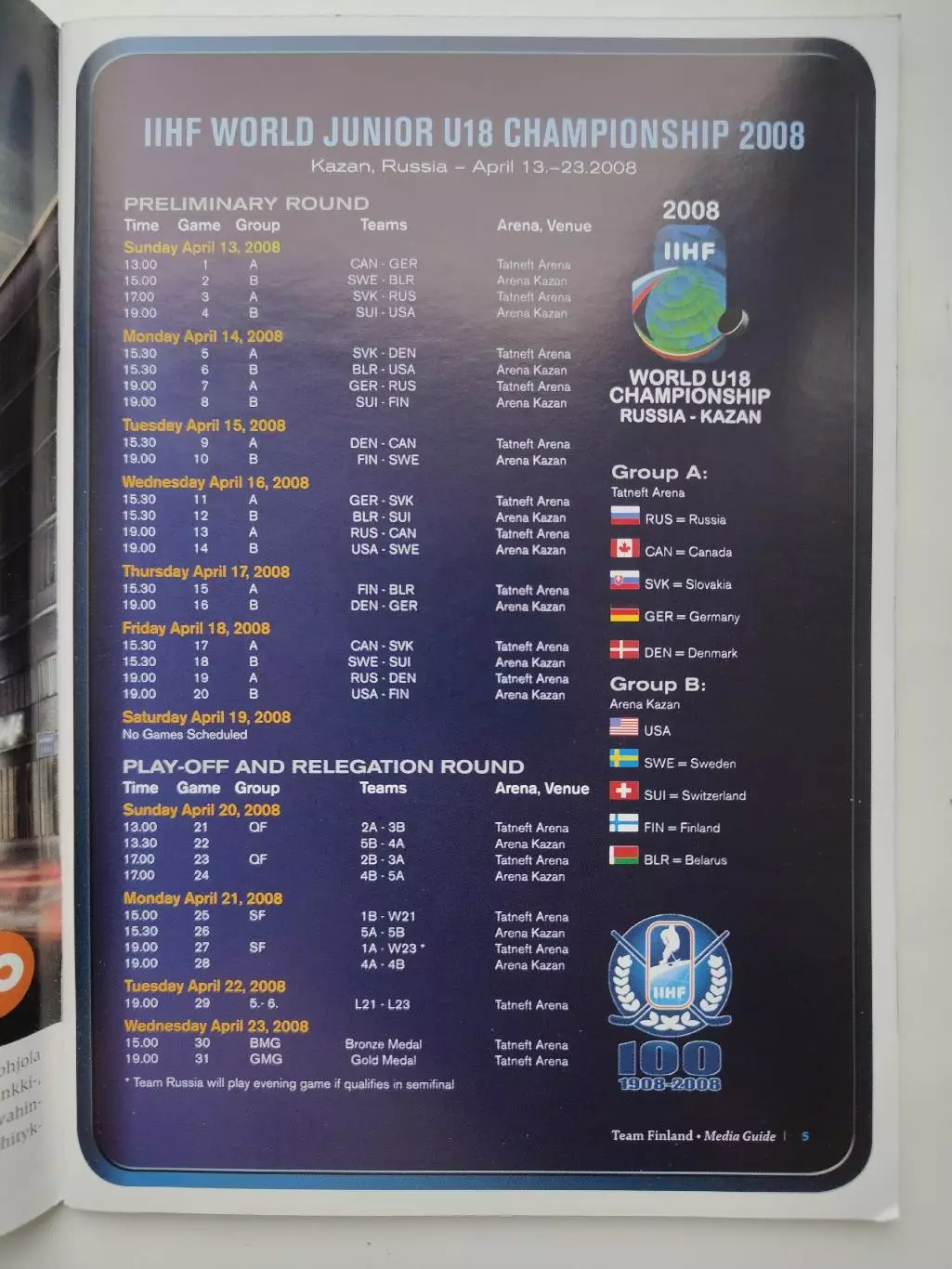 Хоккей. Media Guide/Медиа гайд Сборная Финляндия U18 (Чемпионат Мира 2008) 1