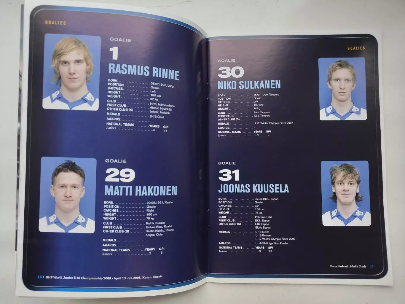 Хоккей. Media Guide/Медиа гайд Сборная Финляндия U18 (Чемпионат Мира 2008) 2
