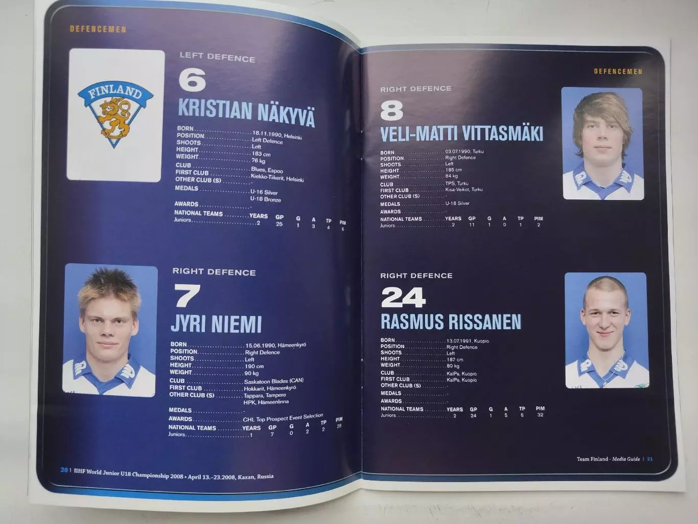 Хоккей. Media Guide/Медиа гайд Сборная Финляндия U18 (Чемпионат Мира 2008) 3