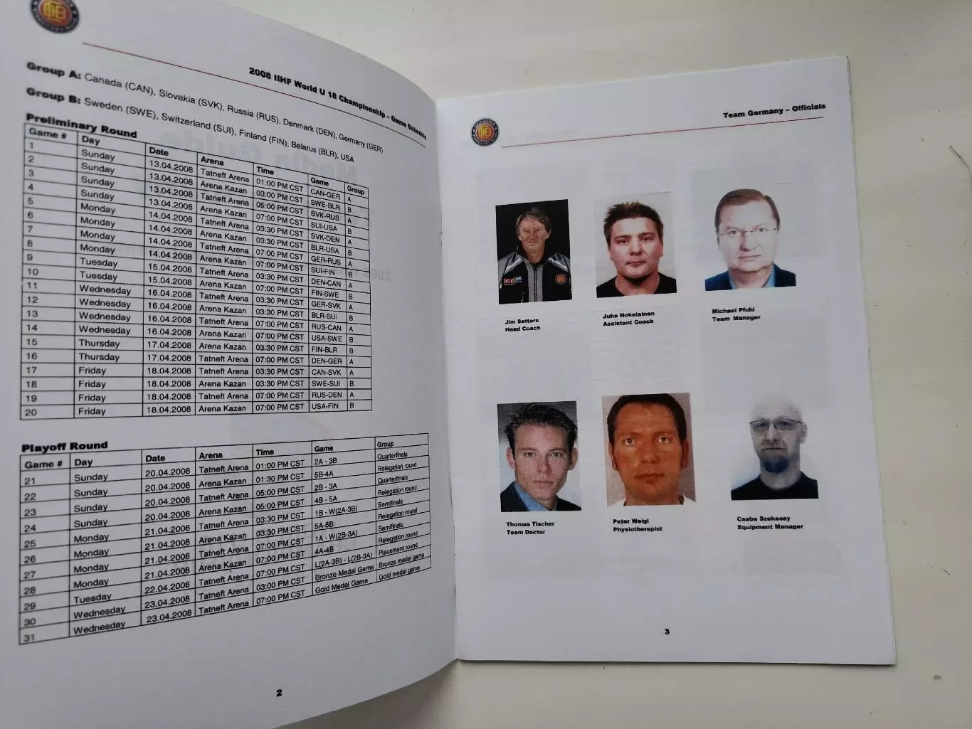 Хоккей. Media Guide/Медиа гайд Сборная Германия U18 (Чемпионат Мира 2008) 1