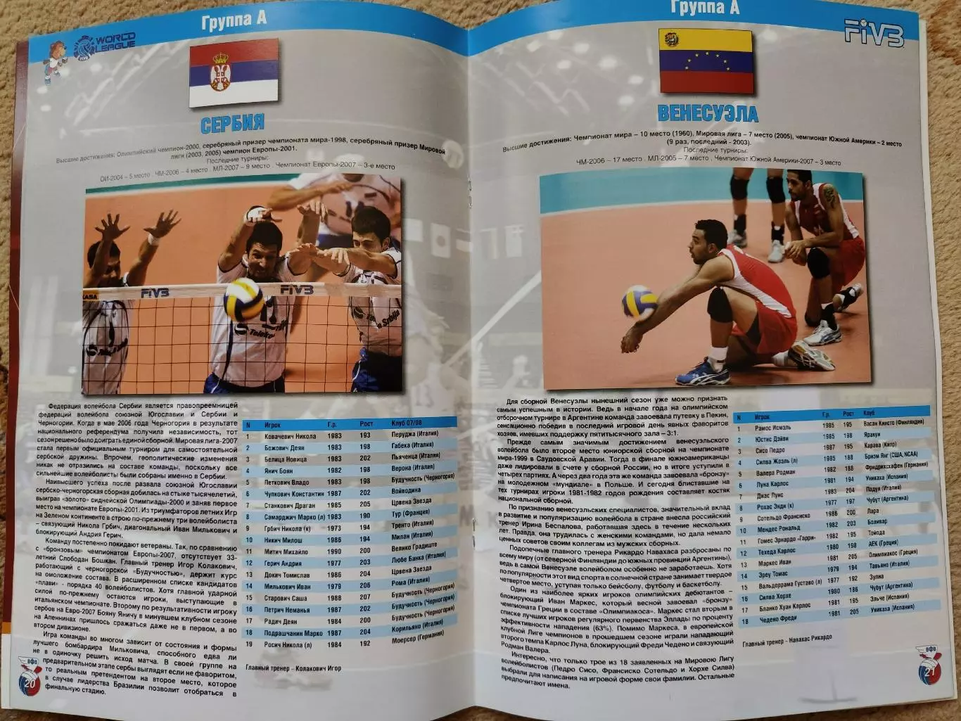Волейбол. Москва Мировая Лига 2008 Россия Италия Корея Сербия Бразил (Формат А4) 2