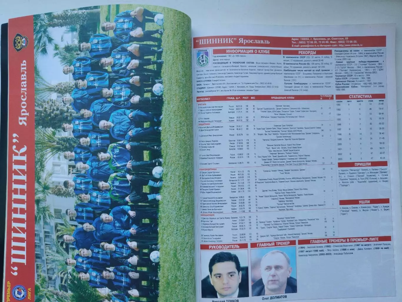 Футбол. Ежегодник Мир футбола 2004 Премьер-лига (Статистика Постеры команд) 2