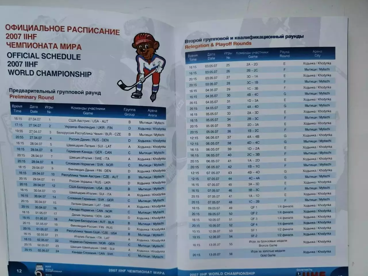 Официальный/Official Guide Москва/Мытищи 2007 Чемпионат мира по хоккею 2
