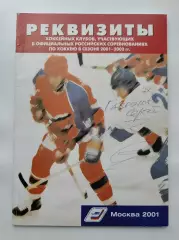 Федерация Хоккея России. Реквизиты хоккейных клубов. Сезон-2001/2002