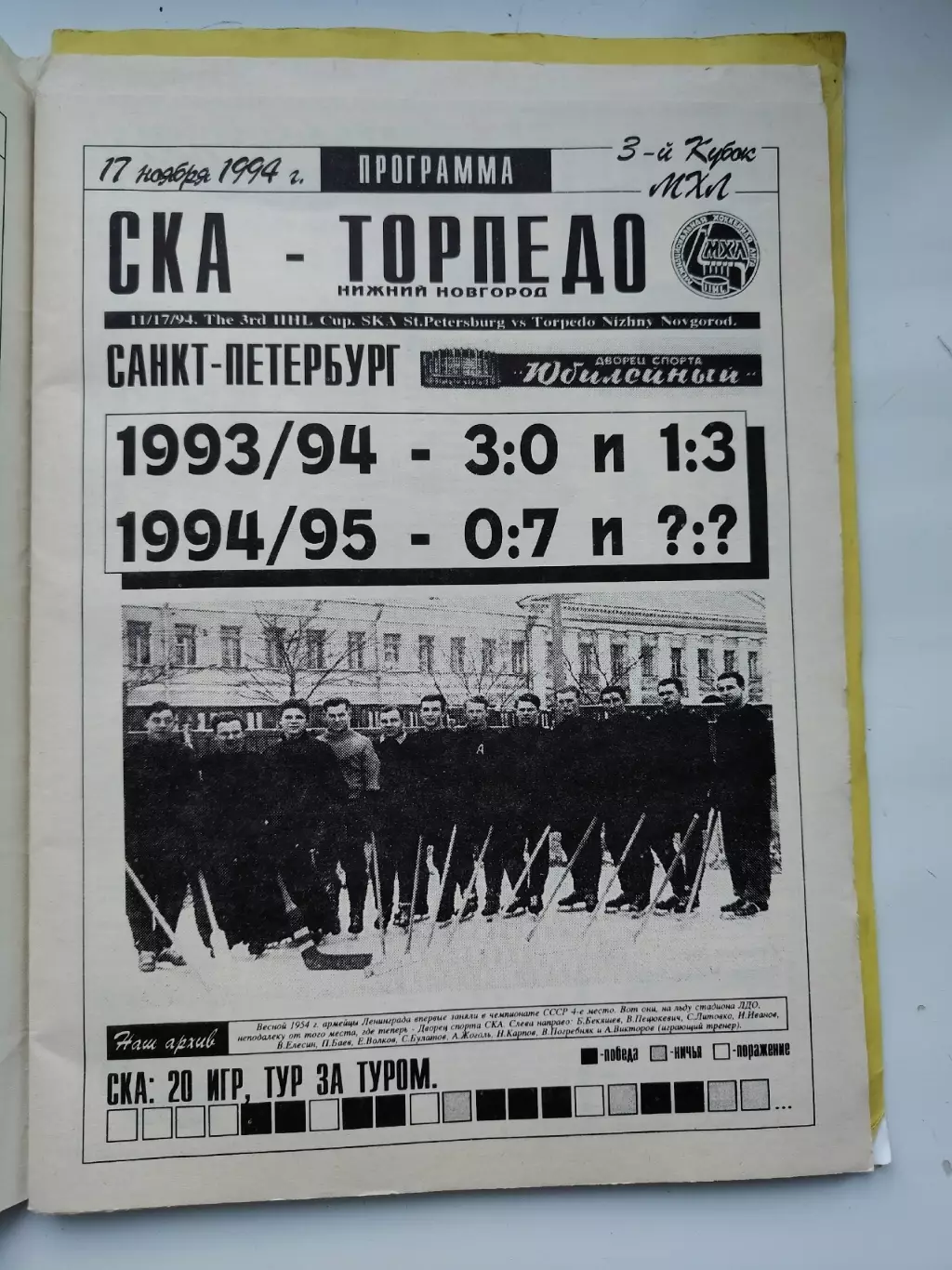 СКА Санкт-Петербург - Торпедо Нижний Новгород 17 ноября 1994