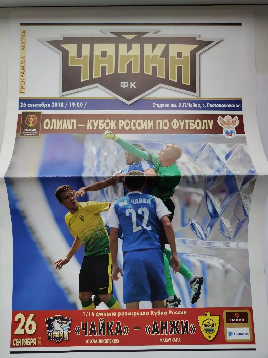 Чайка Песчанокопское - Анжи Махачкала 2018 Кубок России офиц. (М1)