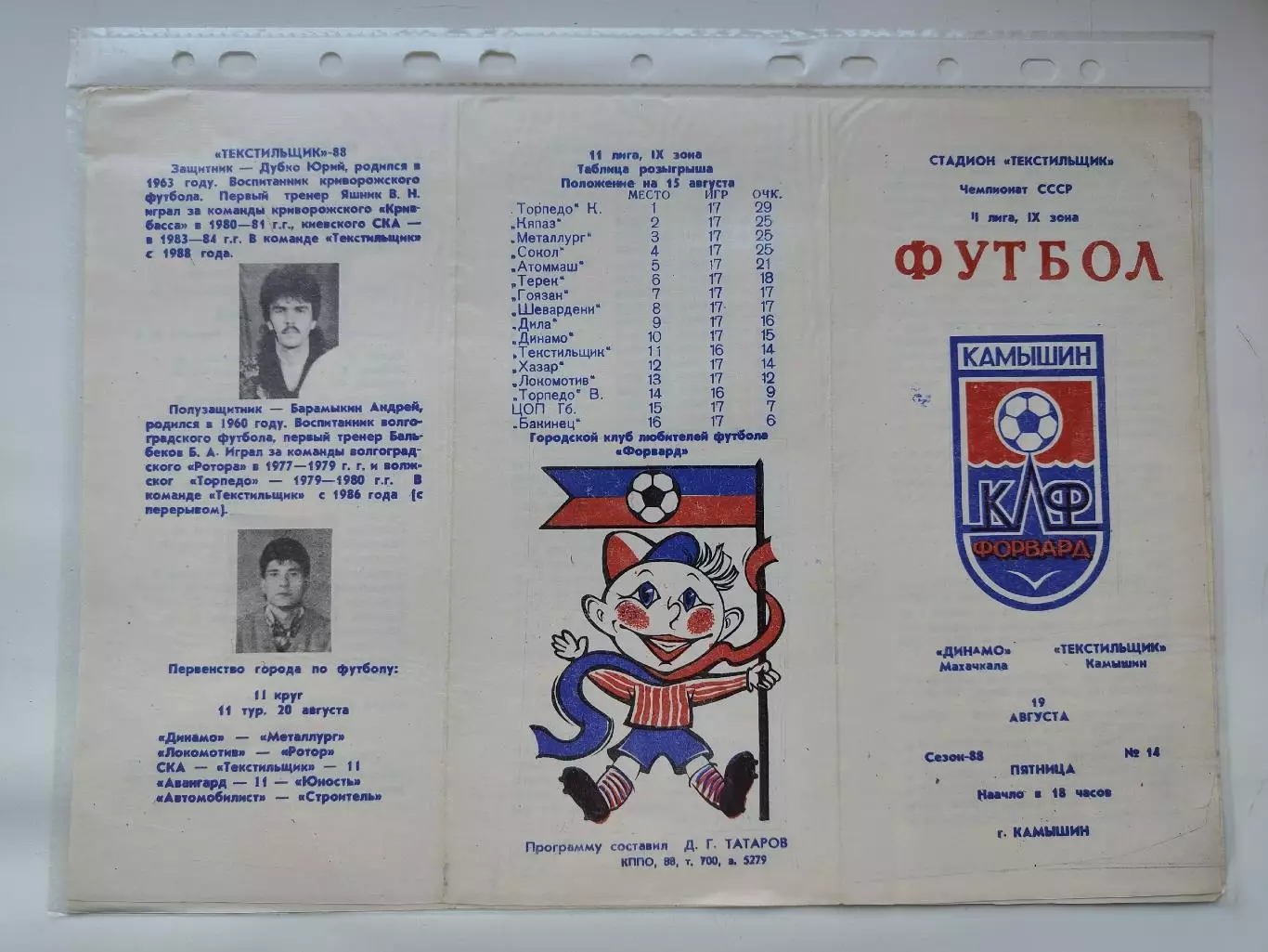 Текстильщик Камышин - Динамо Махачкала 1988 (М1)