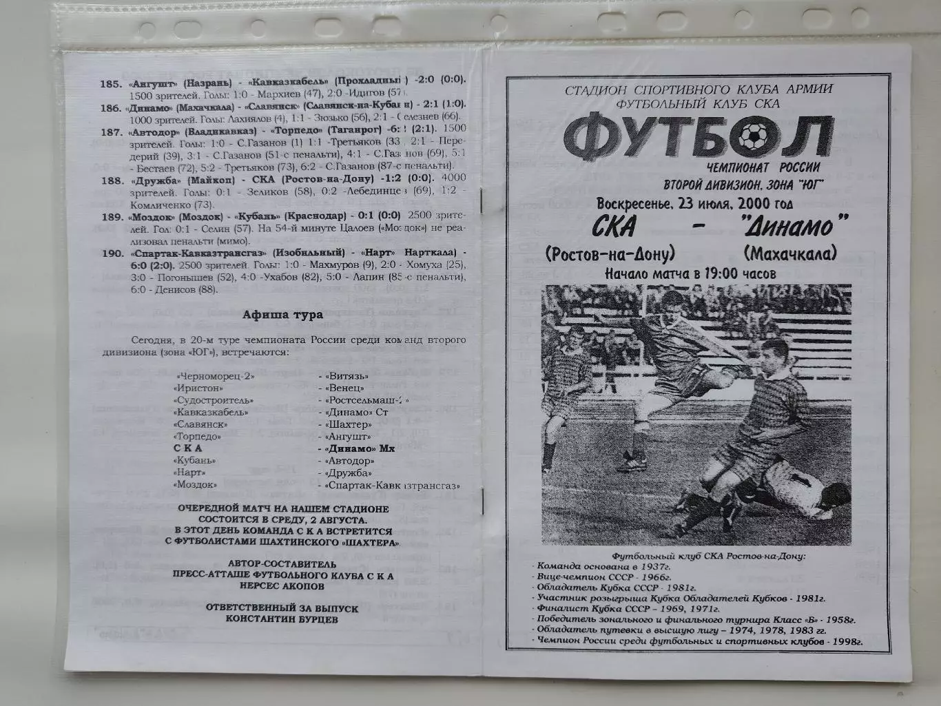 СКА Ростов-на-Дону - Динамо Махачкала 2000 (М1)