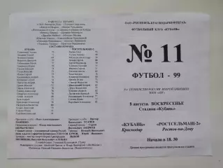 Кубань Краснодар - Ростсельмаш-2 Ростов-на-Дону 1999 (М1)